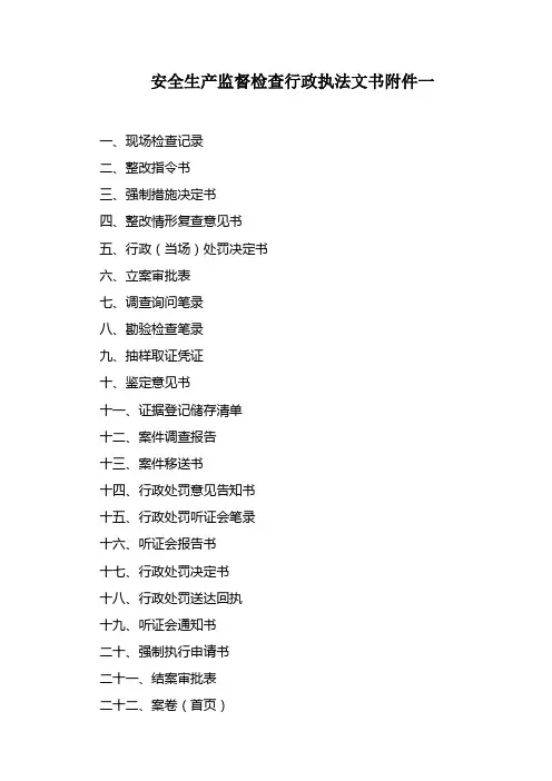 安全生产监督检查行政执法文书附件一