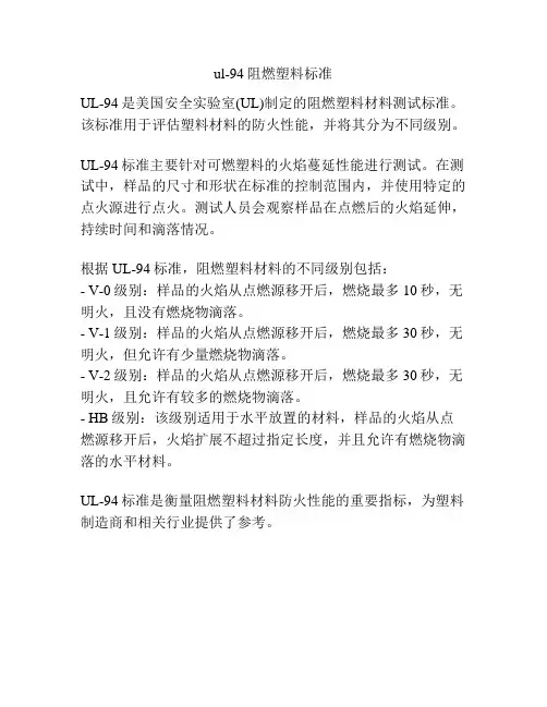 ul-94阻燃塑料标准