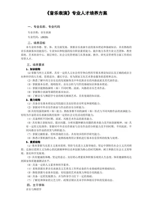 《音乐表演》专业人才培养方案