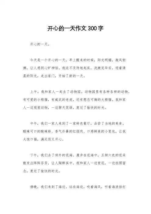 开心的一天作文300字
