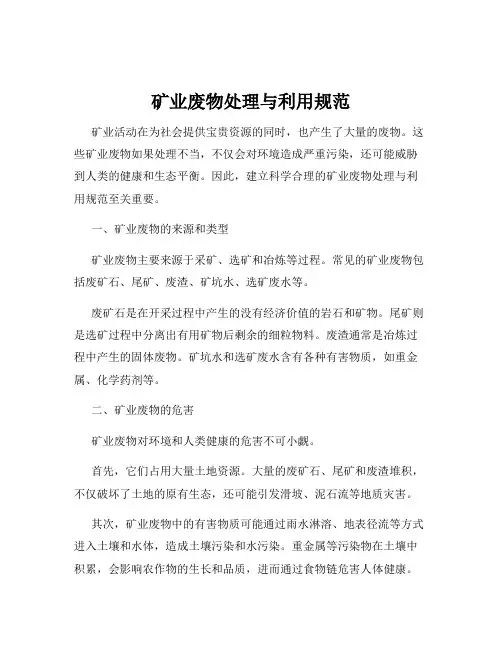 矿业废物处理与利用规范