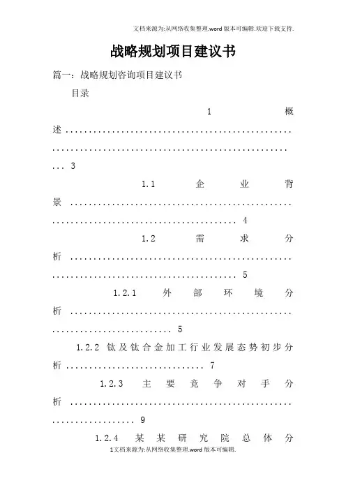 战略规划项目建议书