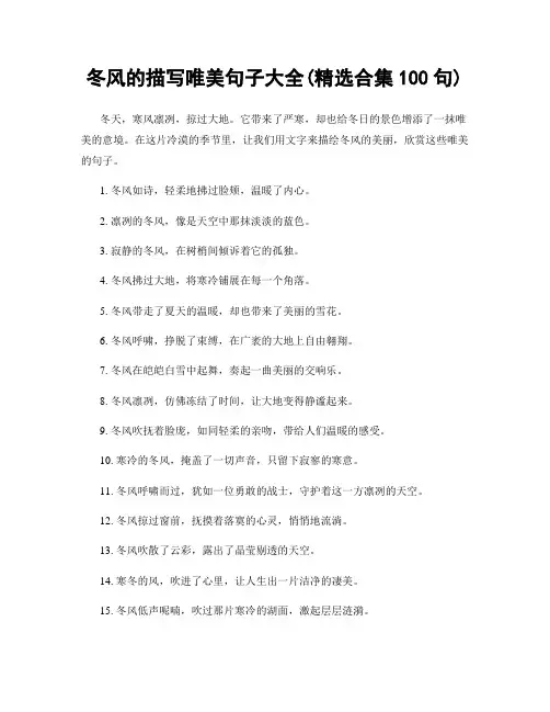 冬风的描写唯美句子大全(精选合集100句)
