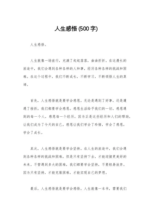 人生感悟 (500字)