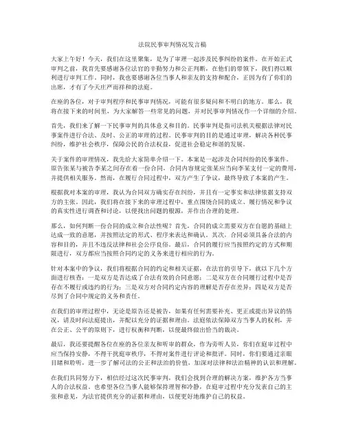 法院民事审判情况发言稿