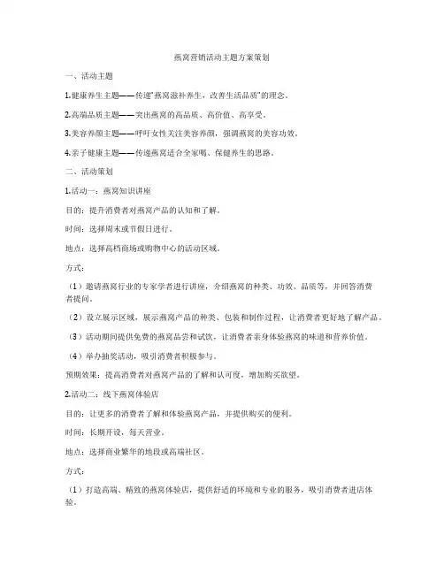 燕窝营销活动主题方案策划