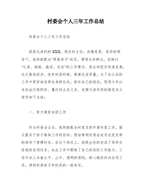 村委会个人三年工作总结