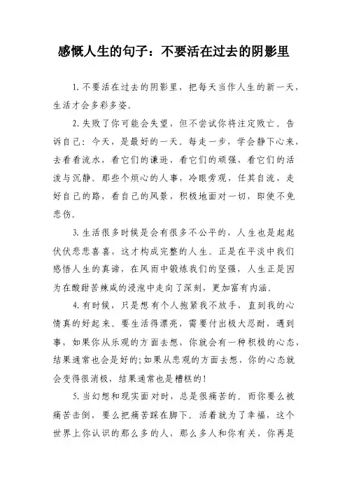 感慨人生的句子：不要活在过去的阴影里