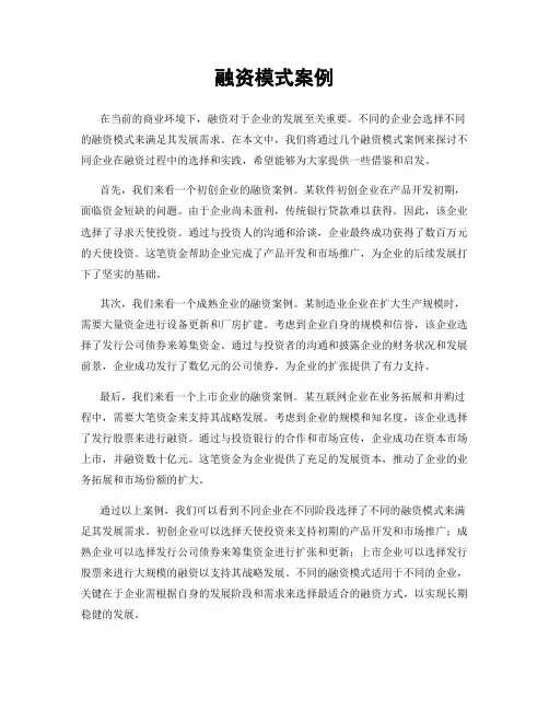 融资模式案例