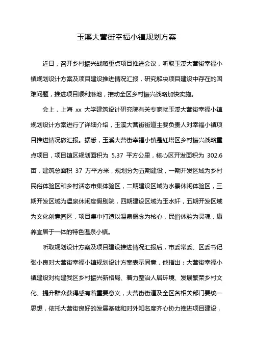 玉溪大营街幸福小镇规划方案