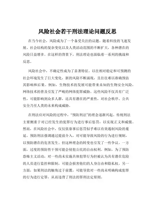 风险社会若干刑法理论问题反思