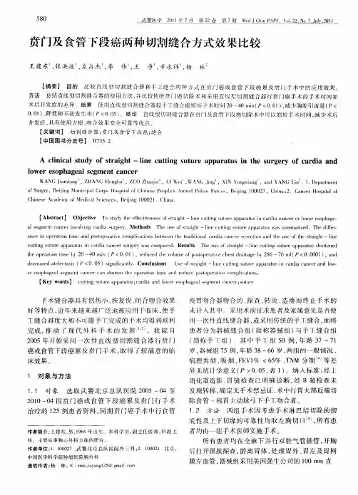 贲门及食管下段癌两种切割缝合方式效果比较