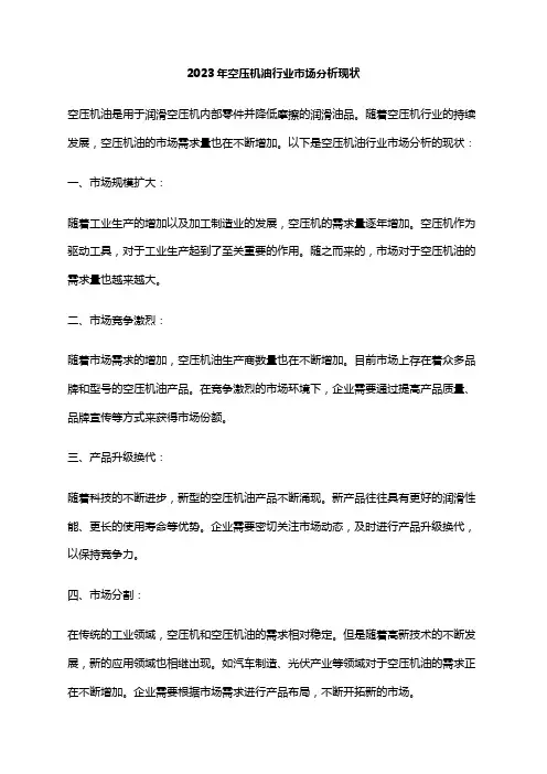 2023年空压机油行业市场分析现状