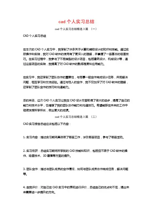 cad个人实习总结3篇