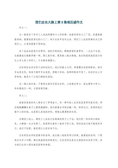 我们走在大路上第5集观后感作文