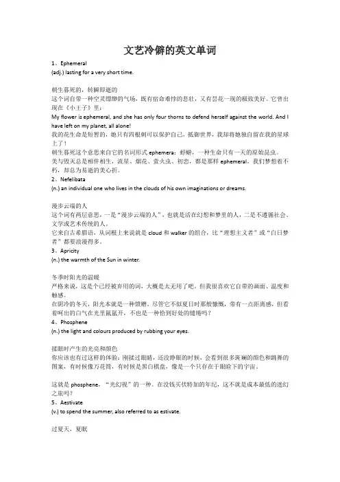 文艺冷僻的英文单词