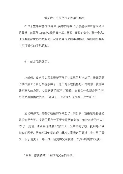 你是我心中的平凡英雄满分作文