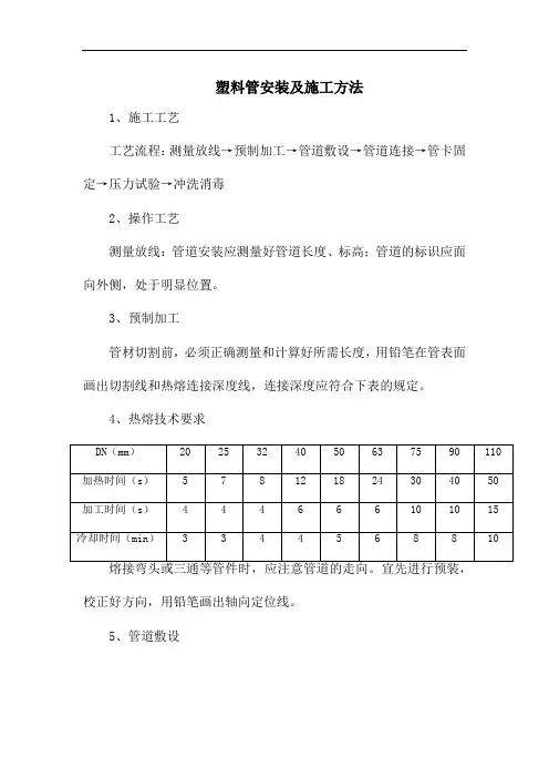 塑料管安装及施工方法