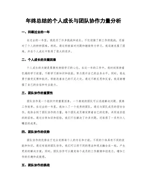 年终总结的个人成长与团队协作力量分析