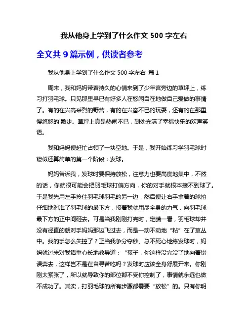我从他身上学到了什么作文500字左右