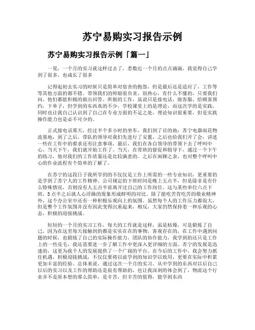 苏宁易购实习报告示例