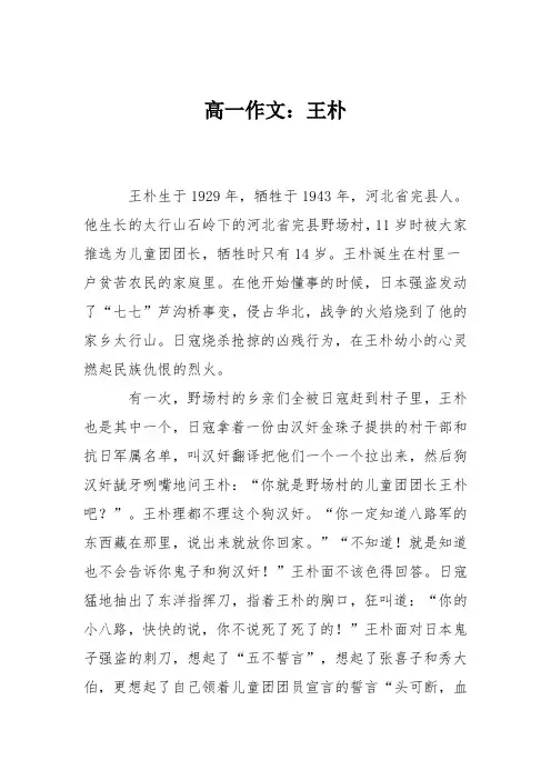 高一作文：王朴