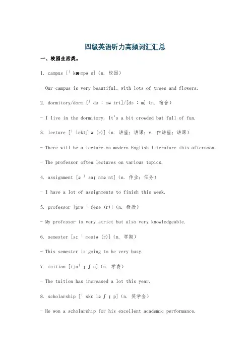 四级英语听力高频词汇汇总