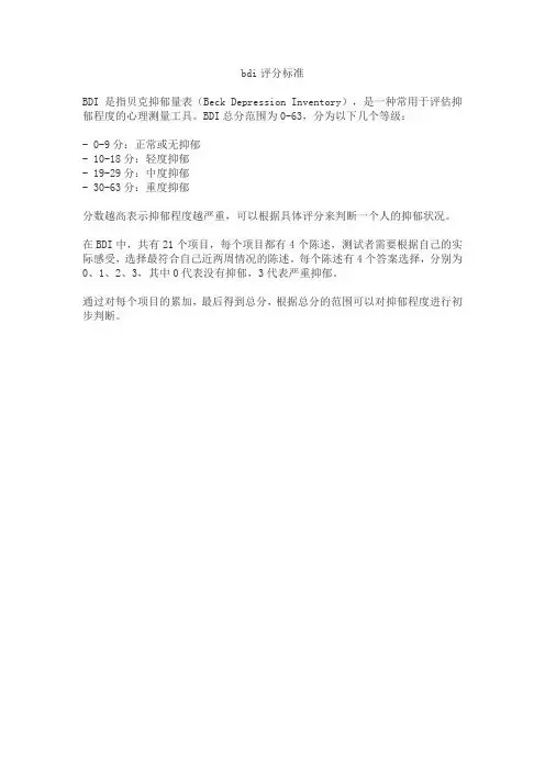 bdi评分标准