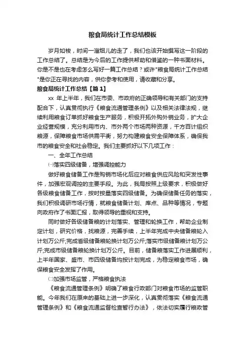 粮食局统计工作总结模板
