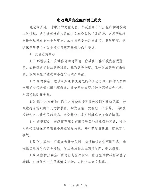 电动葫芦安全操作要点范文（二篇）