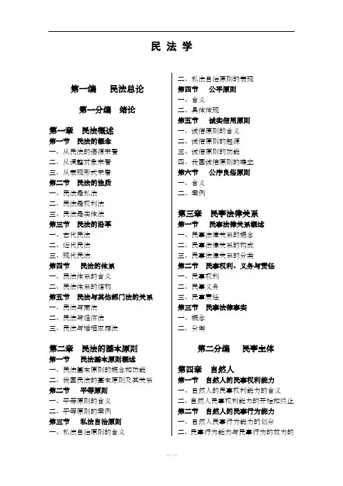 民法目录体系