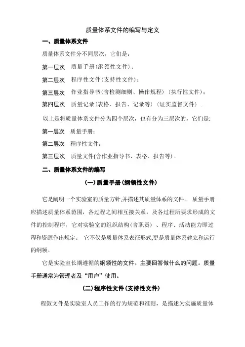 质量管理体系文件编写要求