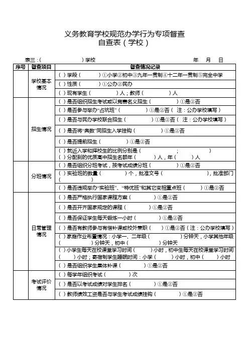 义务教育学校规范办学行为专项督查