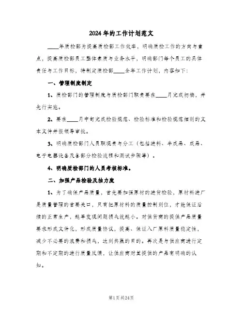 2024年的工作计划范文（四篇）