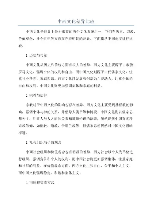 中西文化差异比较