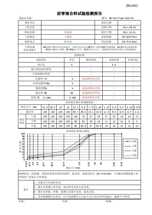 沥青混合料试验报告-空表