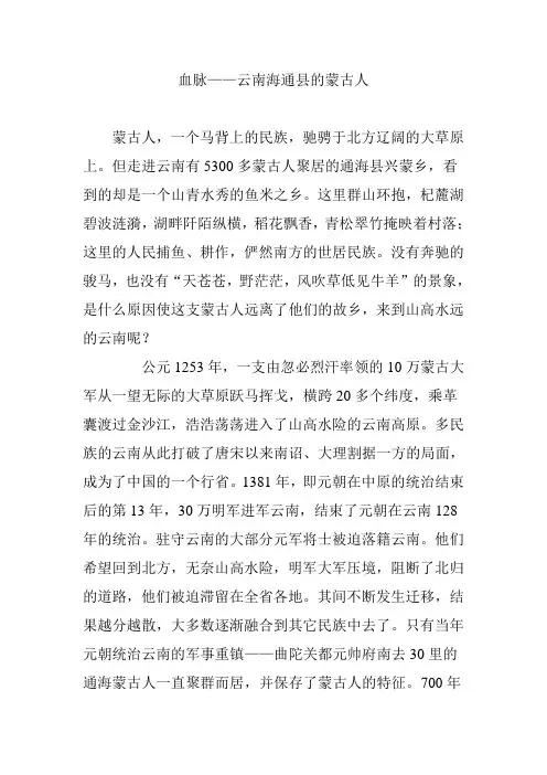 血脉——云南海通县的蒙古人