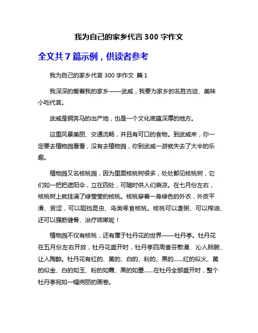 我为自己的家乡代言300字作文
