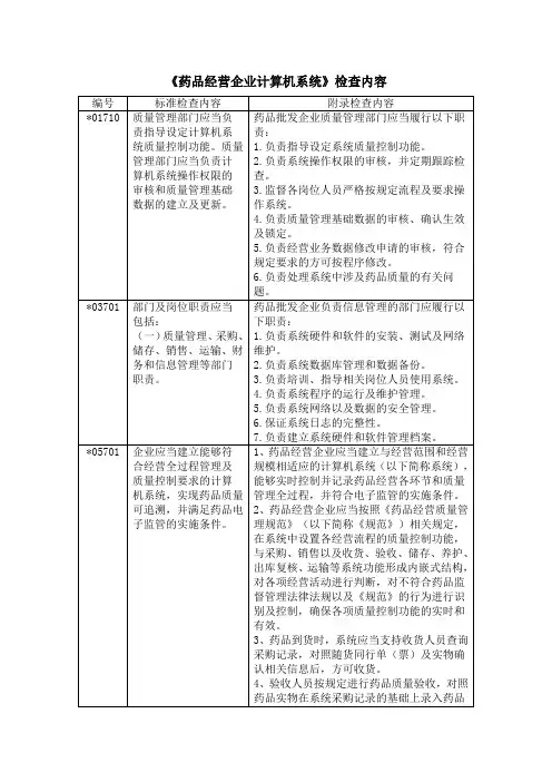 《药品经营企业计算机系统》检查内容