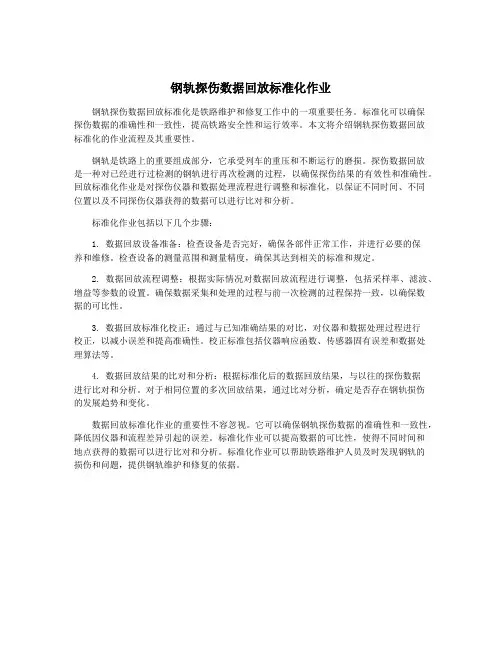 钢轨探伤数据回放标准化作业