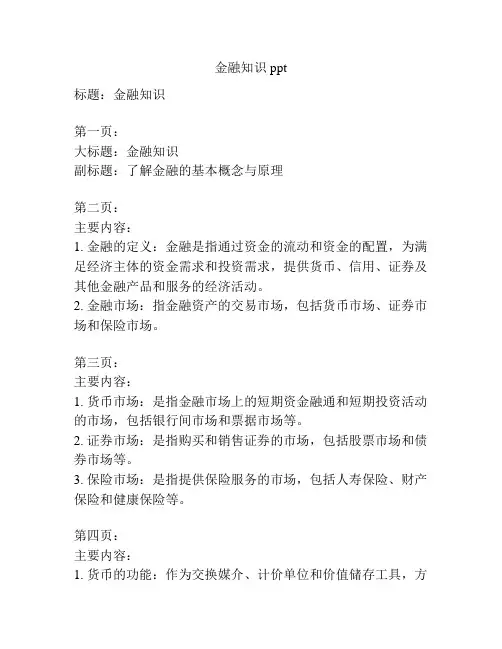 金融知识ppt