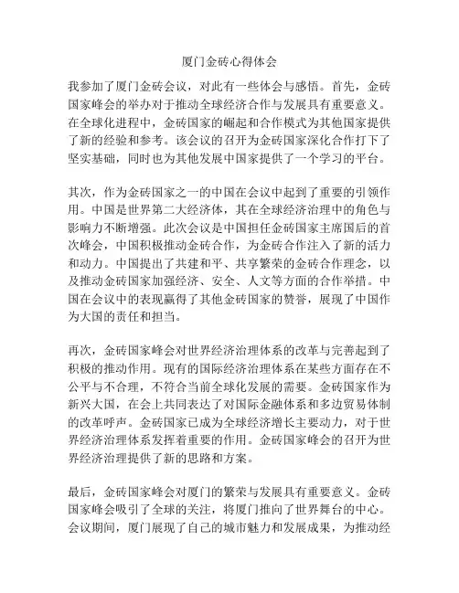 厦门金砖心得体会
