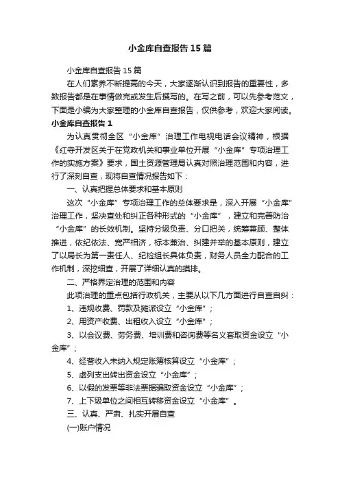 小金库自查报告15篇