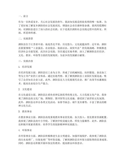 家乡泗阳社会实践报告