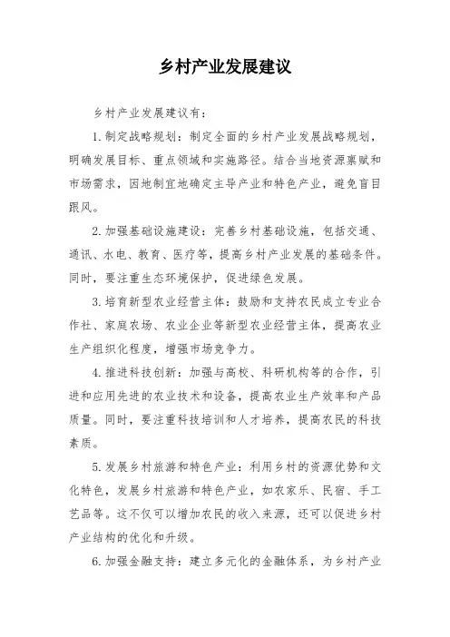 乡村产业发展建议