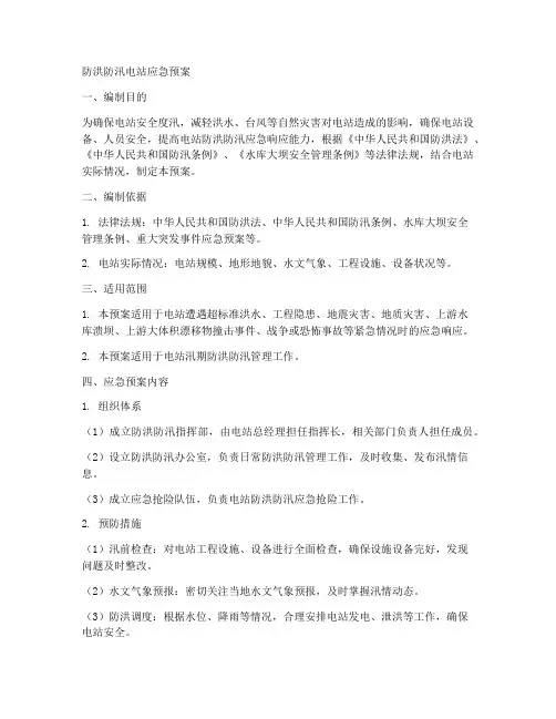 防洪防汛电站应急预案