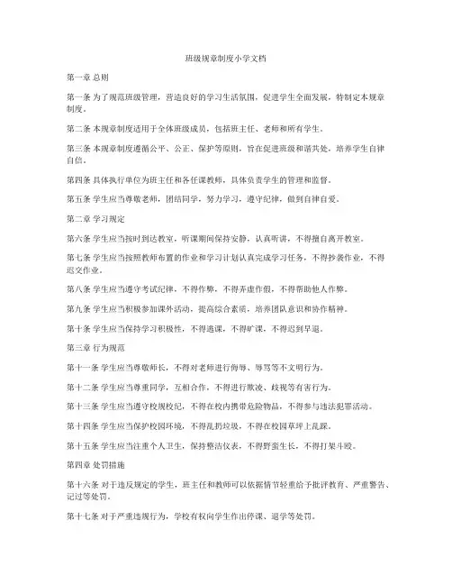 班级规章制度小学文档