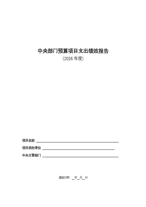 中央部门预算项目支出绩效报告【模板】
