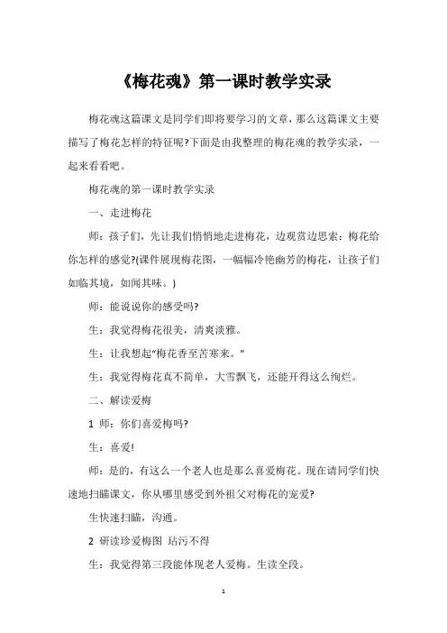 《梅花魂》第一课时教学实录