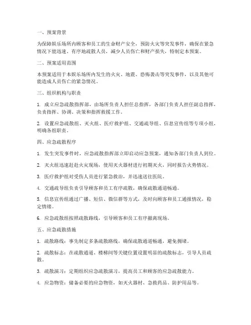 娱乐场所应急疏散专项预案